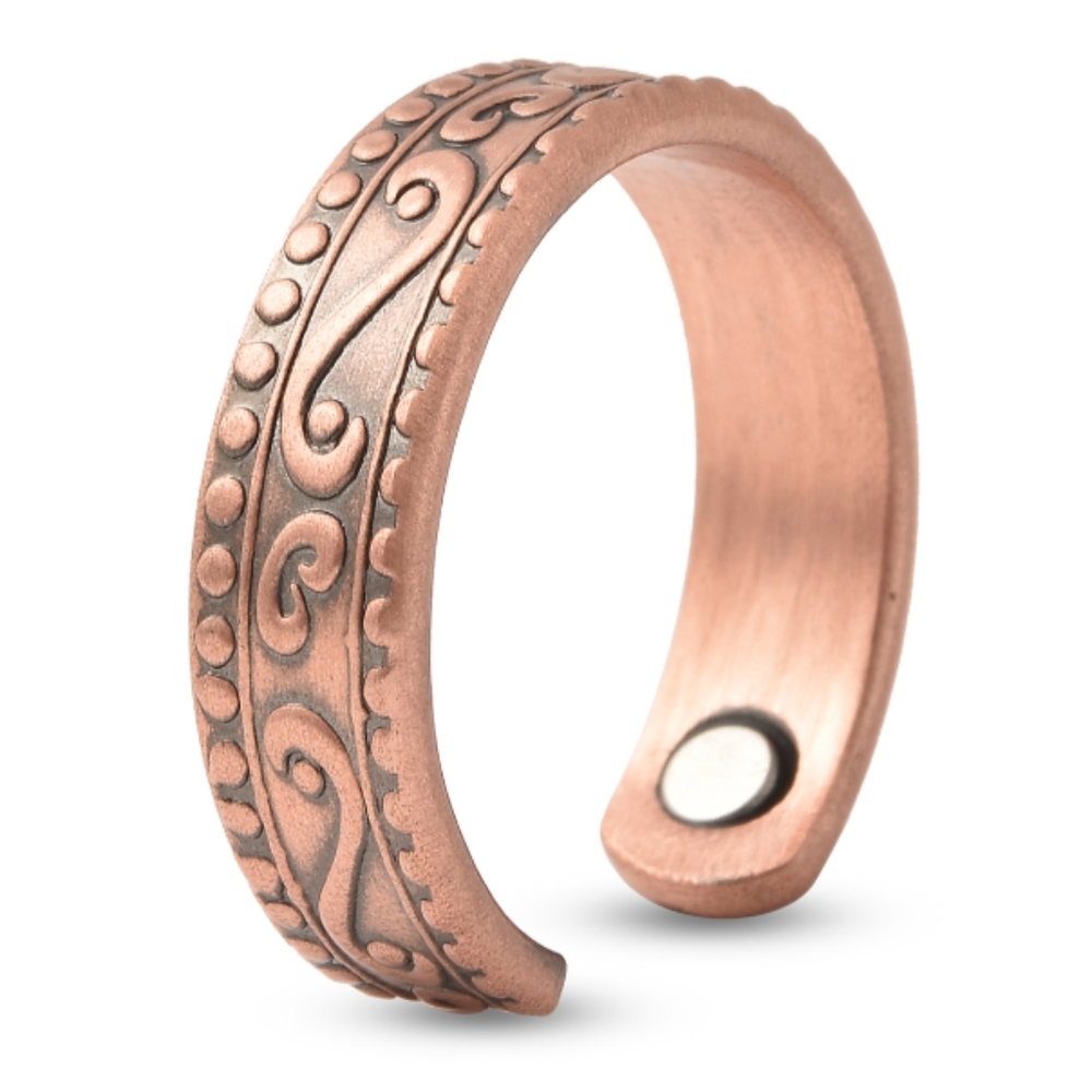 UNISEX MAGNETIC BY DESIGN OPEN RING WITH MAGNETIC ENDS  IN ROSETONE COPPER - Picture 5 of 7
